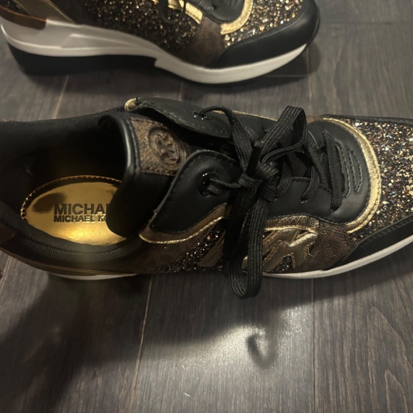 Michael Kors Brown & Gold Glitter Sneakers - Picture 4 of 4